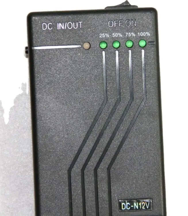 Mini 12V 3800mAh 5V 6800mAh siyah şarj edilebilir li-ion lityum polimer pil paketi için LED ışık