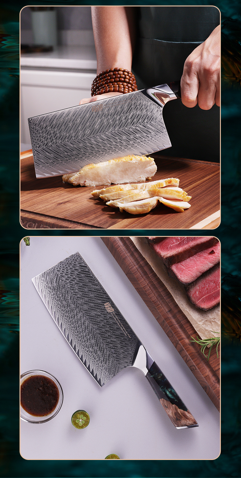 FINDKING New! Nebula Series Resin handle wood Chinese Cleaver knives 67 Layers Damascus Steel Professional Chef Knife