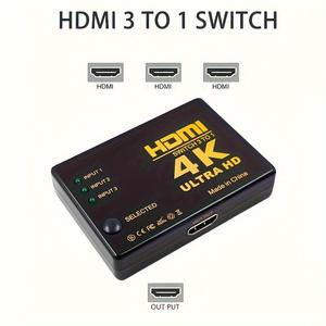 Conmutador 4K HDMI 3x1 Divisores y convertidores de VIDEO 4K * 2K con control remoto IR Interruptor de 3 entradas y 1 salida