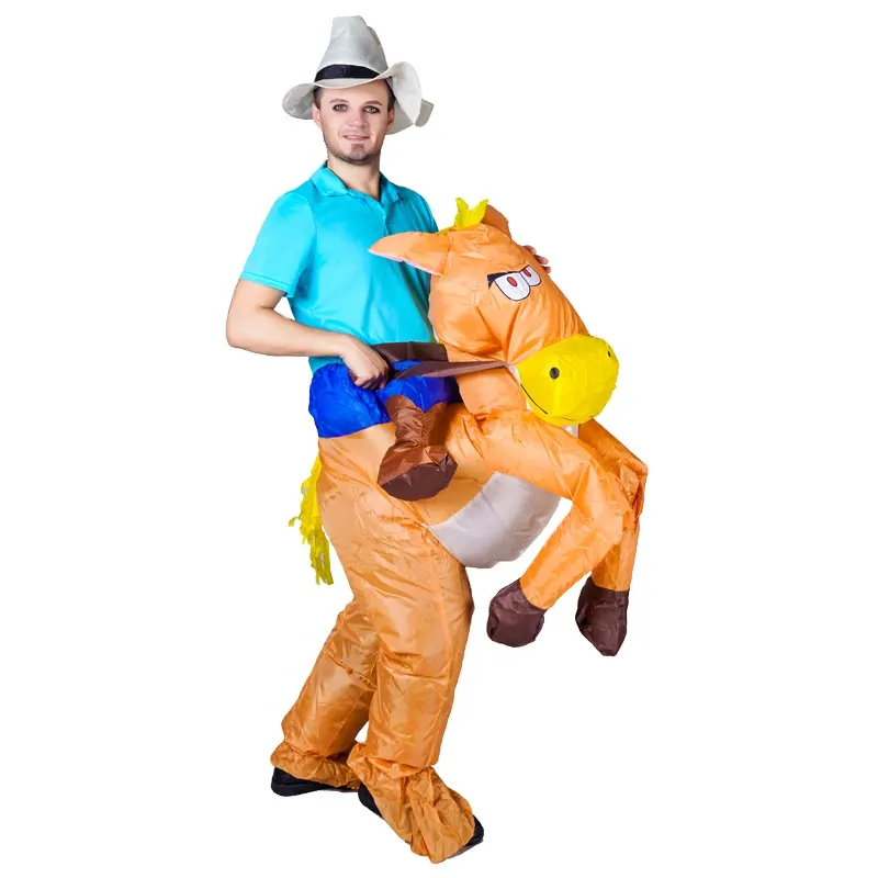 Disfraz de Halloween para adultos, disfraz de caballo, montar a caballo, inflable, poni