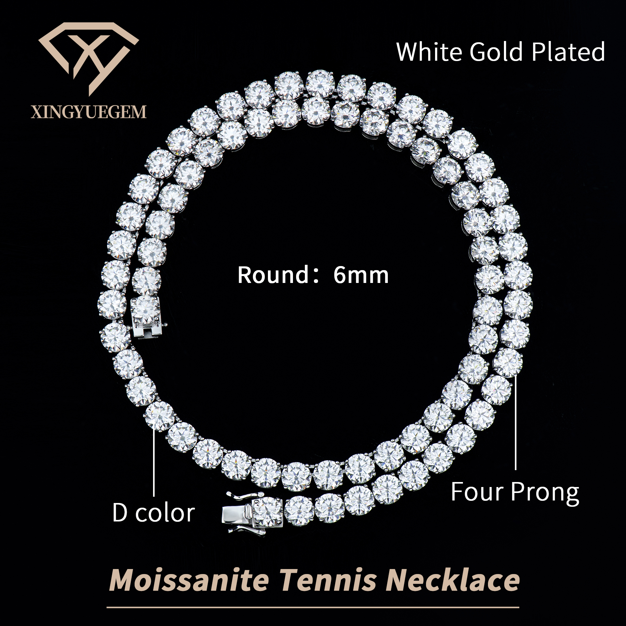 White Gold Plated 6mm