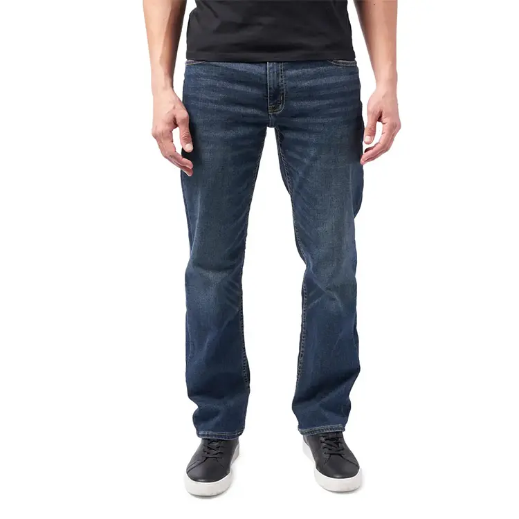 Chinese Custom Factory Man's New Style Jeans Casual Slim Straight Pants Long Trousers Dark Blue Men Denim Jean