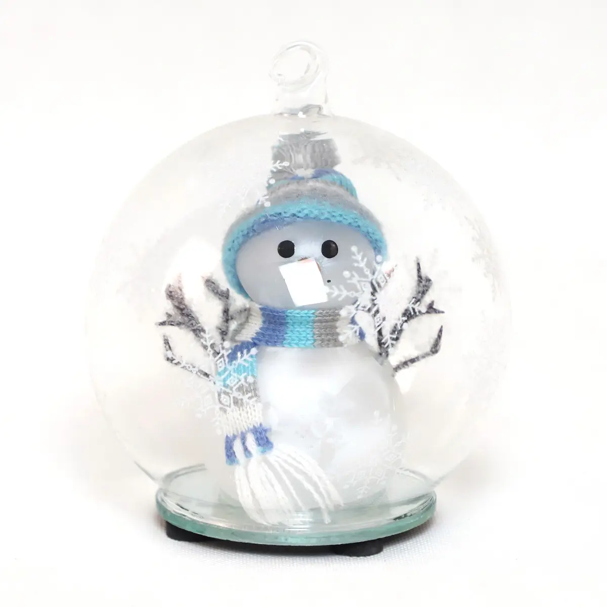 Palline di vetro vuote con foro appeso ornamenti di natale palla trasparente albero di natale palline di vetro pupazzo di neve artigianale