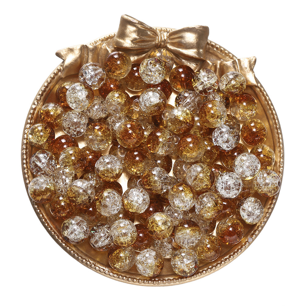Perles de verre éclatées - Jaune terreux