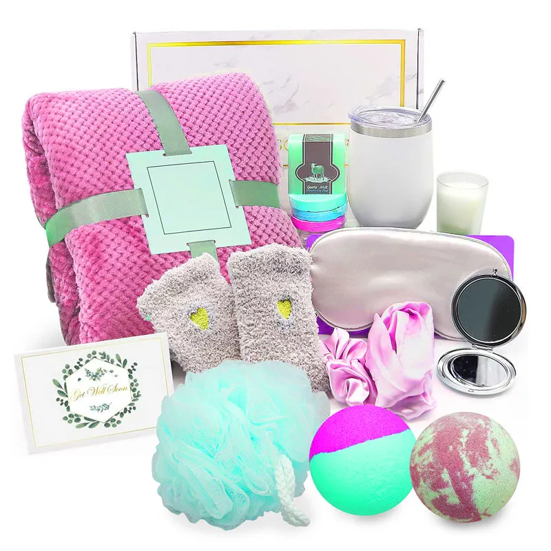 Cesta de regalo para el cuidado del estrés para mujeres, set personalizado de regalo para alivio del estrés, regalo para ducha, cuidado corporal, Spa