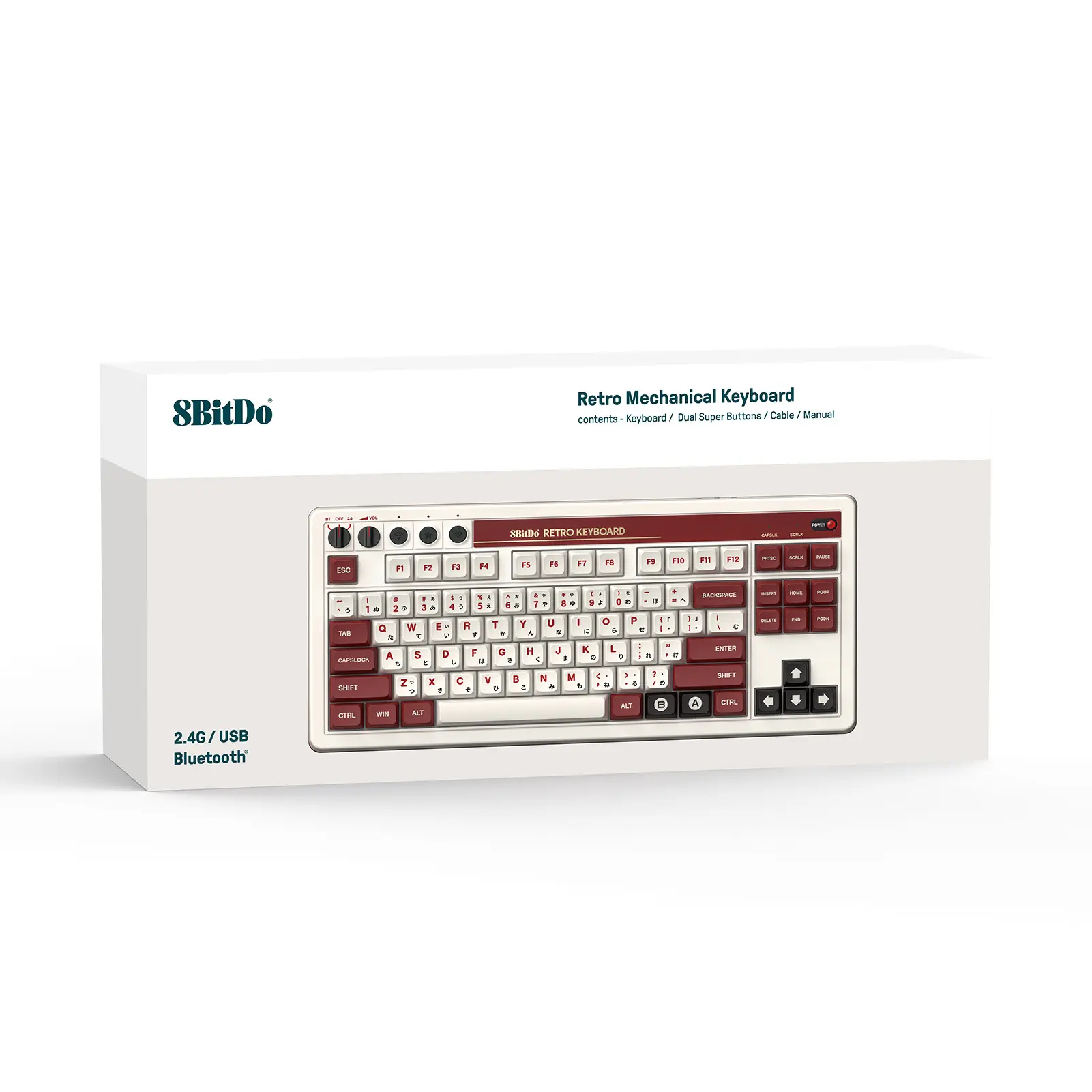 8BitDo रेट्रो मैकेनिकल कीबोर्ड वायरलेस BT 2.4G वायर्ड हॉट स्वैपेबल गेमिंग कीबोर्ड पूर्ण आकार गेम उपयोग कीबोर्ड