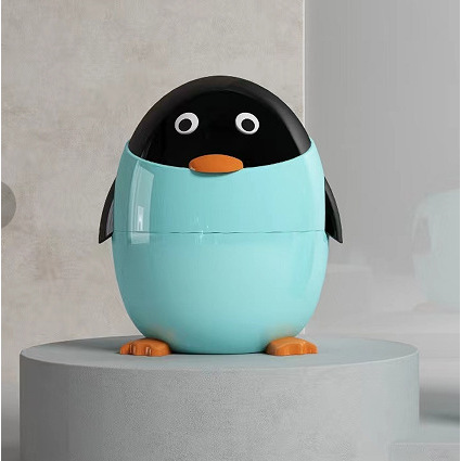 Cute little penguin trash can, blue