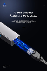 Logo personalizzato 10 / 100 / 1000Mbps USB a RJ45 adattatore USB 3.0 a rete Ethernet adattatore con 3 USB 3.0 hub - Product Image 3