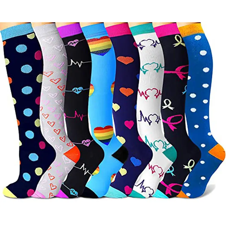 2021 Fashion Custom Colorful Medical Nursing Nurse Compression Socks woman Cotton Socks