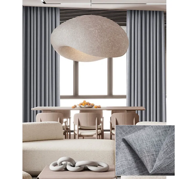 Cortina opaca Cortinas de estilo de lino originales para ventanas de sala de estar