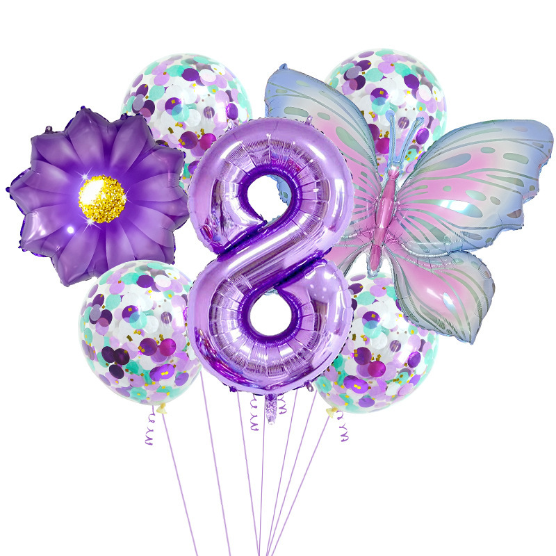 Pink and purple butterfly set 8