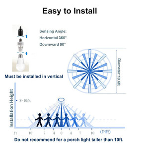 Luz de sensor de movimiento fácil de instalar, sensor de movimiento infrarrojo con portalámparas E26/E27 - Product Image 4
