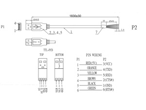 OEM FT232RL prolifico PL2303 CP2102 CH340 USB A A TTL-232R-5V-WE UART cavo seriale TTL per aprire l'estremità del filo nudo - Product Image 2