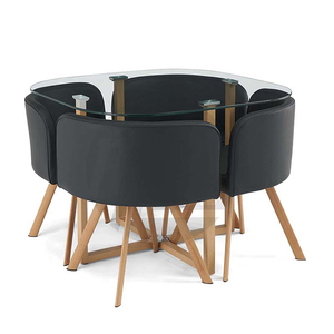 价格便宜现代设计透明透明钢化玻璃顶餐桌，带4件套椅子 - Product Image 1