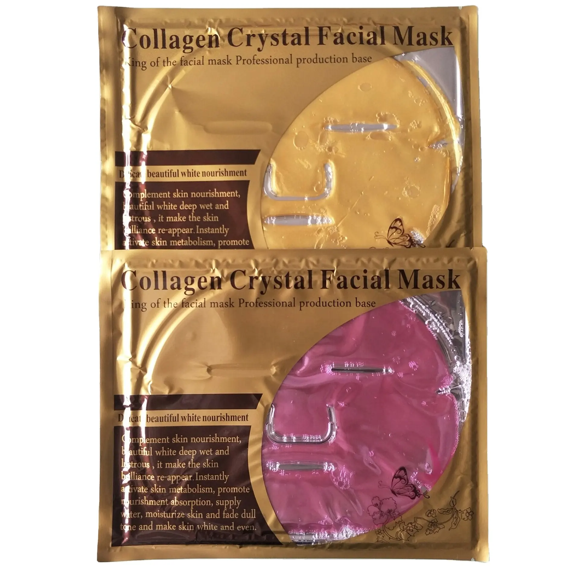 24 18kゴールドパウダーSkin Natural Facial Sheet Silicone Crystal Face Collagen Mask