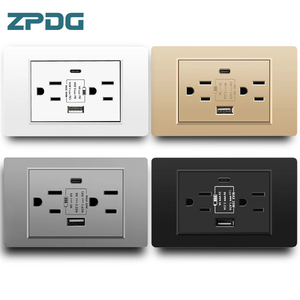 เต้าเสียบที่ทันสมัยพร้อม USB และ Type C 20W ที่ชาร์จแบบเร็วสวิตช์ปลั๊กไฟแบบอเมริกันที่บ้านที่ชาร์จเร็วปลั๊กไฟติดผนังปลั๊กคู่ - Product Image 3