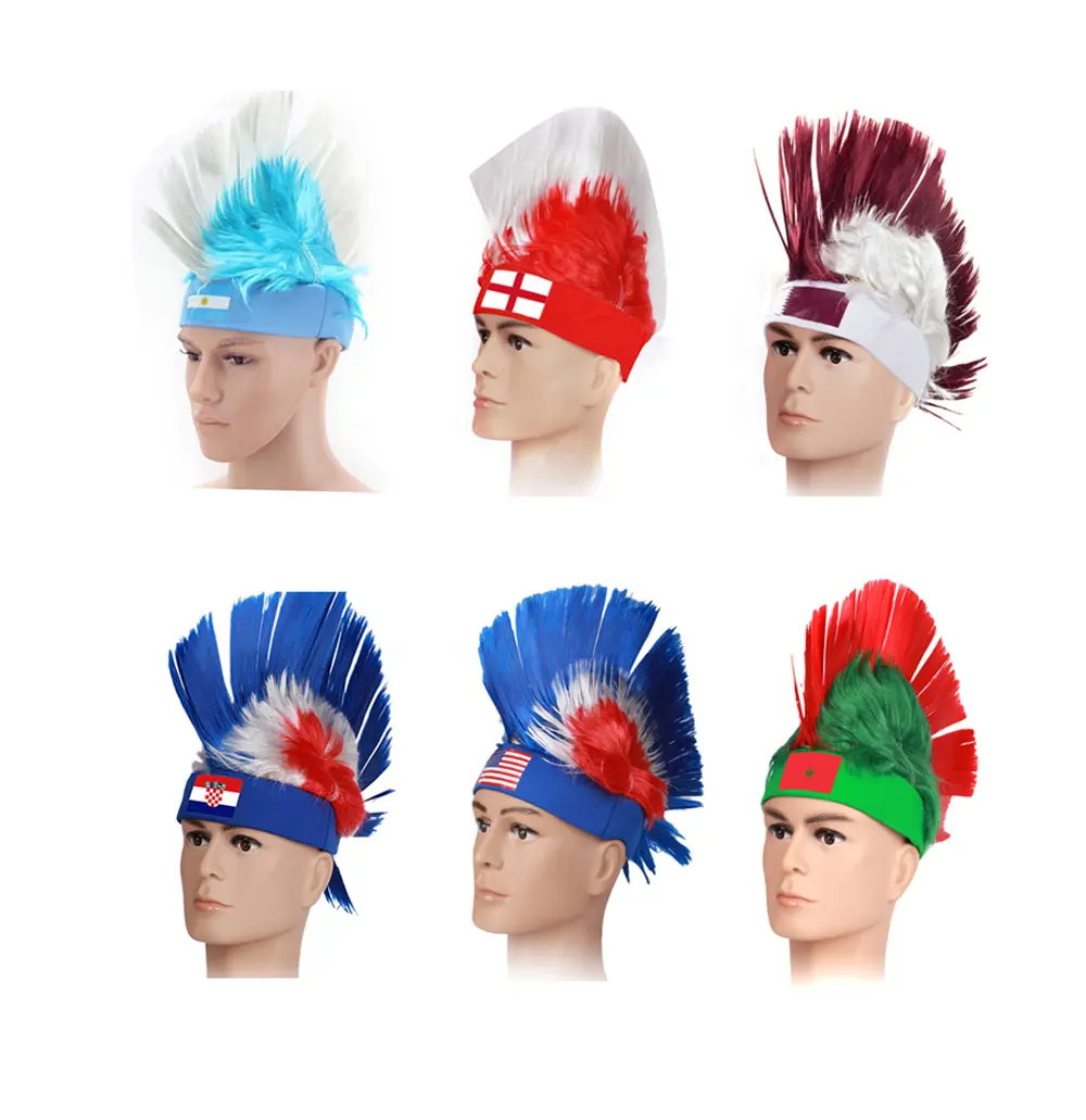 Gorro de peluca con la bandera del equipo nacional mohawk, personalizado, 2022, 32