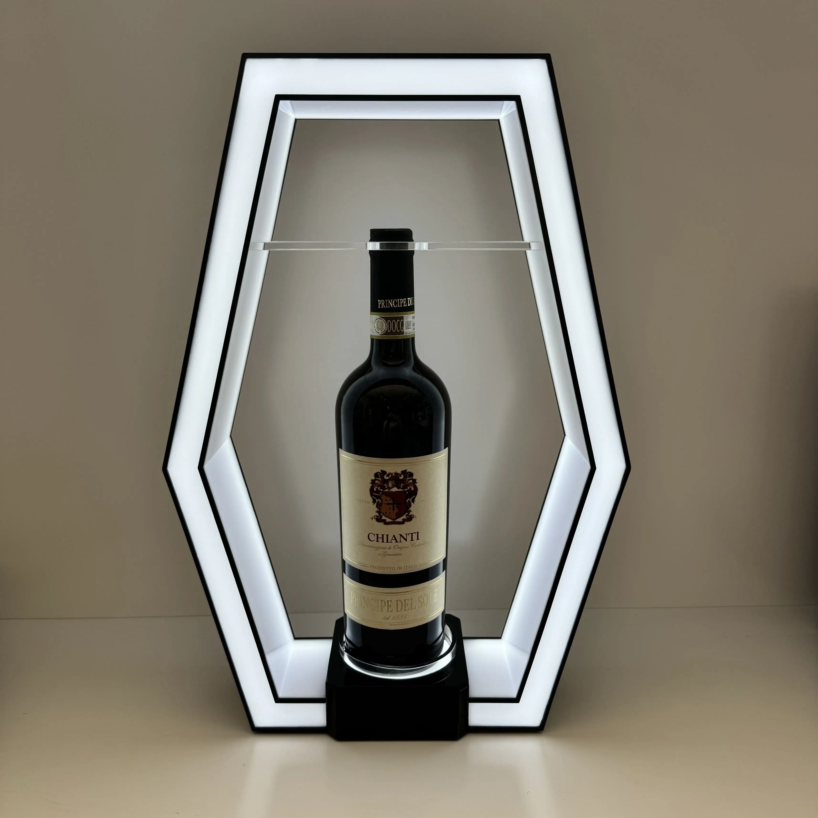 Apresentador De Garrafa Personalizado Acrílico Led Display Vinho Levou Iluminado Glorifier Stand Para 1 Garrafas