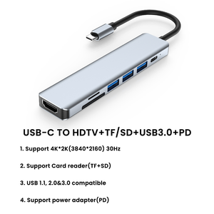 7 ב 1 סוג c תוכנה עגינה עבור חומרת מחשב 4k עבור hdmi usb 3.0 2.0 usb c מתאם במלאי