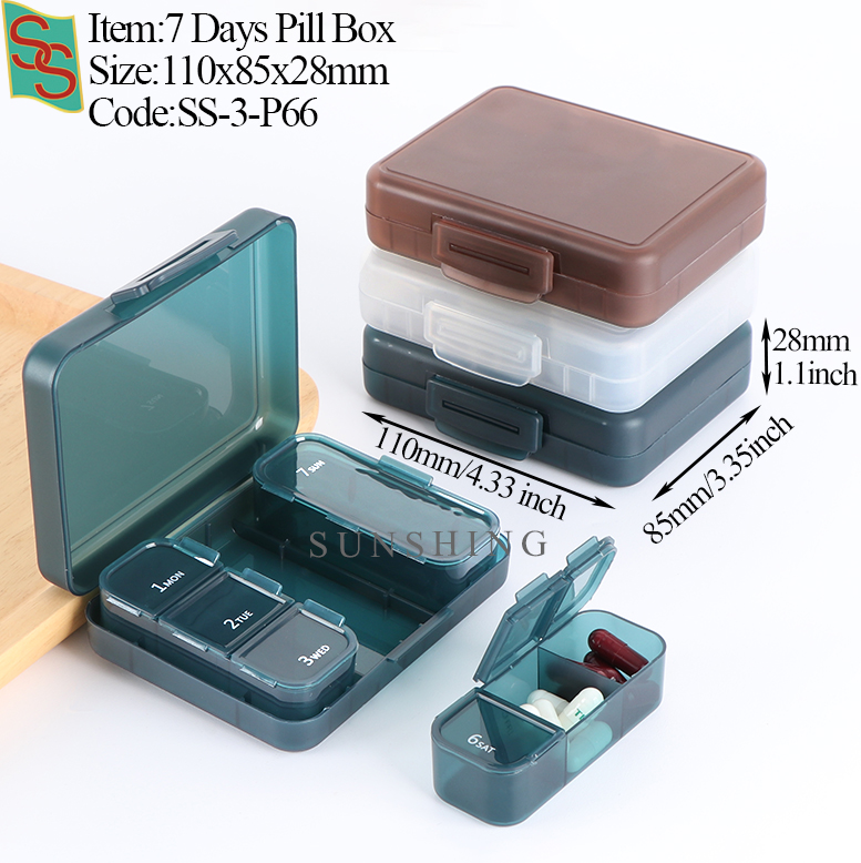 Caja de pastillas de 7 rejillas P66