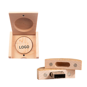 定制木制u盘8GB印刷标志广告u盘带盒 - Product Image 1