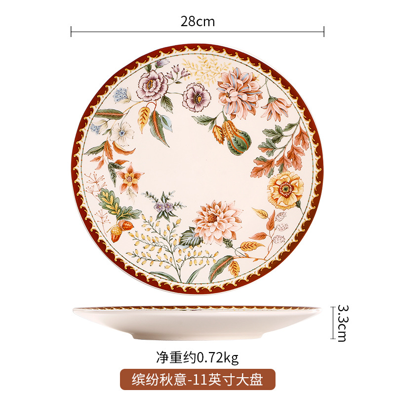 Ambiance automnale colorée - Grande assiette de 28 cm