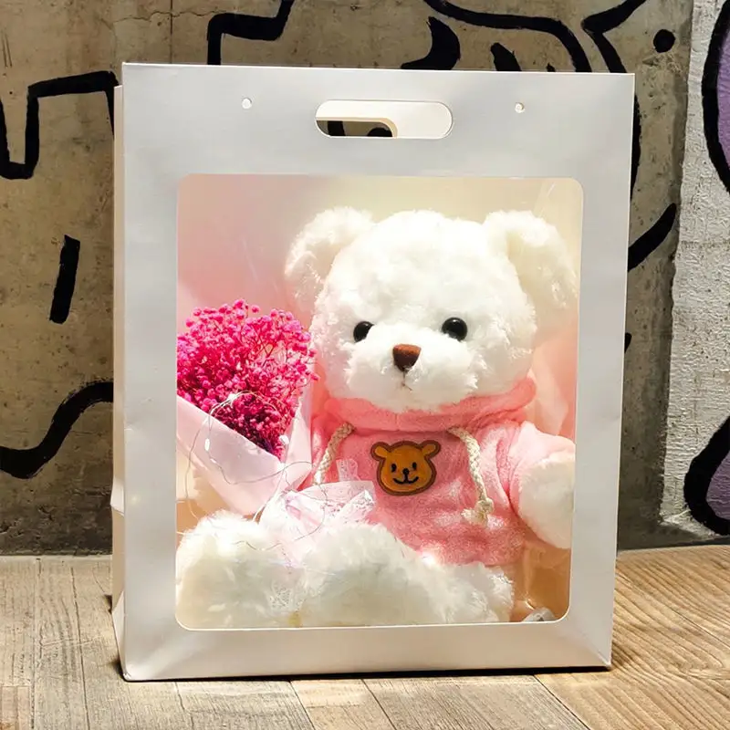 Oso de peluche de regalo de San Valentín de Venta caliente con luz LED ramo de flores brillantes oso de peluche de juguete de peluche