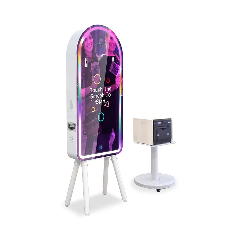 Cadre à écran tactile LED Magic Mirror Selfie Photo Booth avec imprimante et appareil photo sur mesure