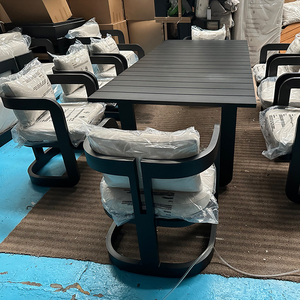 Hiện đại nhôm ngoài trời ăn uống đặt kim loại đồ nội thất sân vườn bao gồm bàn ăn và ghế cho Patio hoặc sân cho khách sạn - Product Image 3