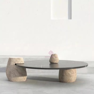 Sang trọng đá tự nhiên Nero MARQUINA Mable Bàn cà phê phong cách cổ điển căn hộ nhỏ giữa thế kỷ đồ nội thất phong cách thiết kế - Product Image 2