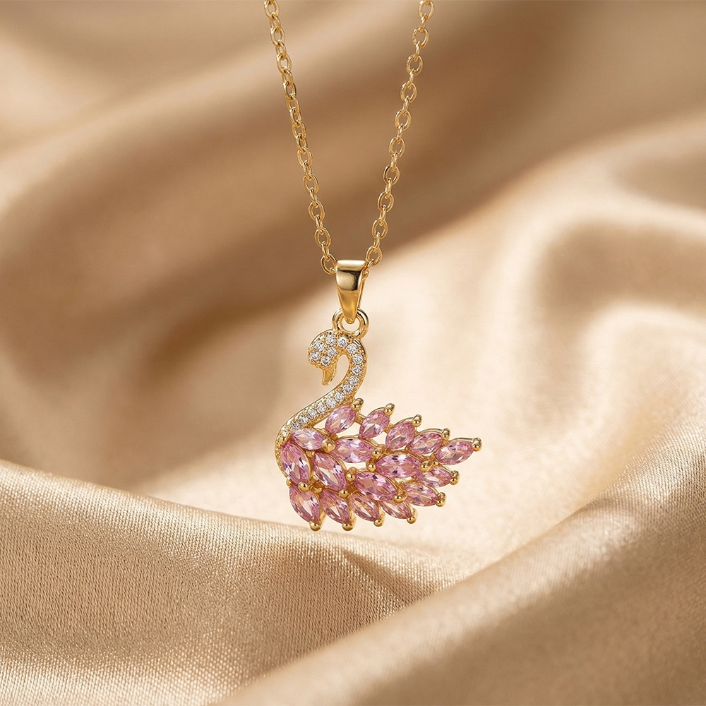 201Full Diamond Zircone rosa Cigno oro