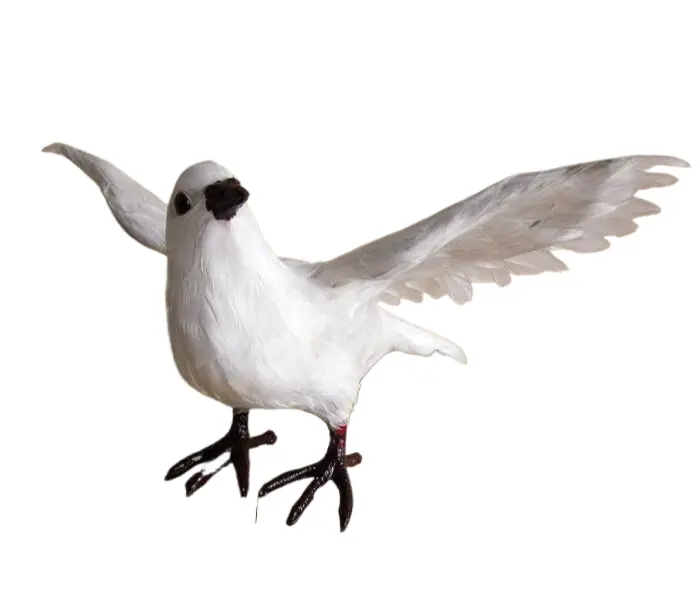 Adereços para fotografia de pombos voadores brancos, modelo de simulação de penas e pássaros para adereços de casamento ou decoração de casa