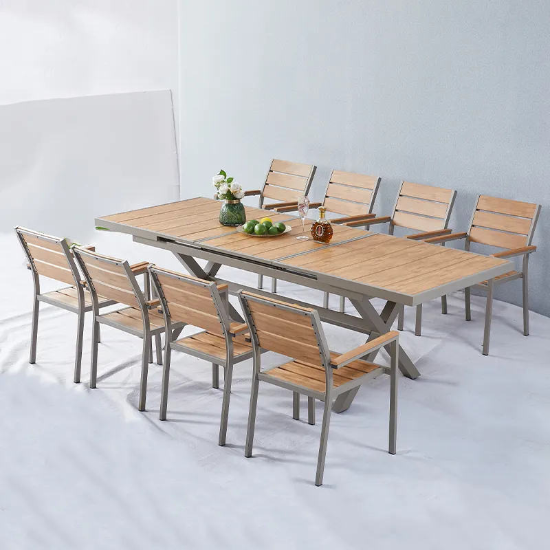 Mesa de patio cuadrada y sillas muebles 8 personas jardín aluminio camping extensible plegable al aire libre mesa de comedor conjunto para 12