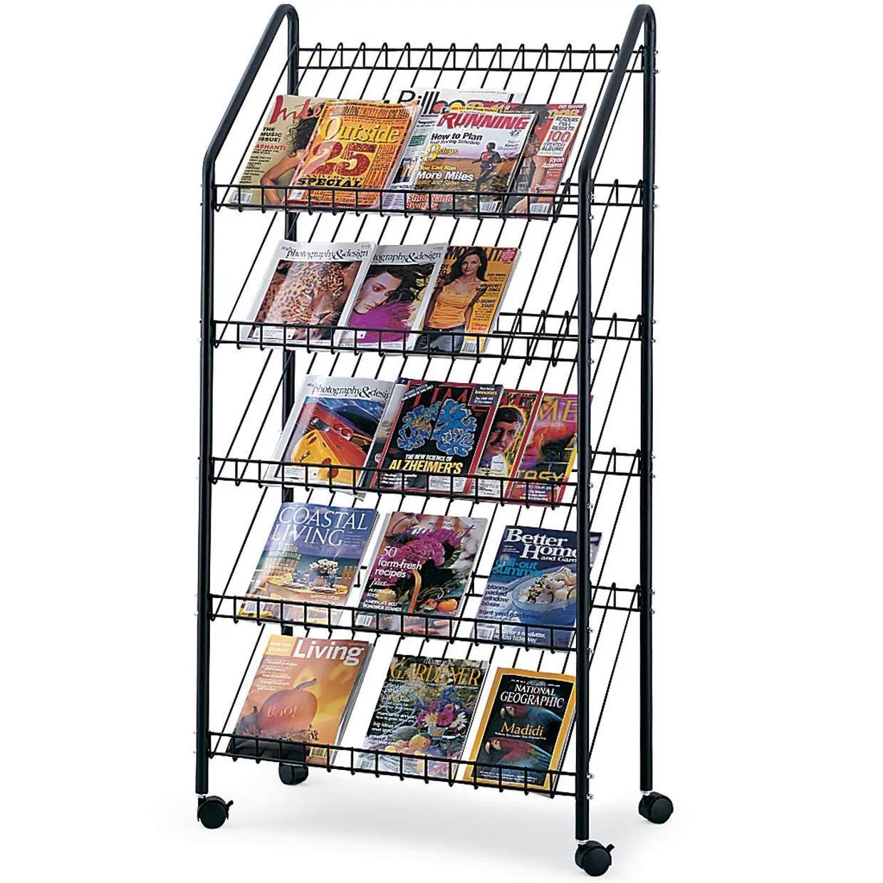 Wire Basket 5 Layer Adjustable Single Sided 360 Degree Rotating Wheel Acrylic Wall Display CD Spinner Rack