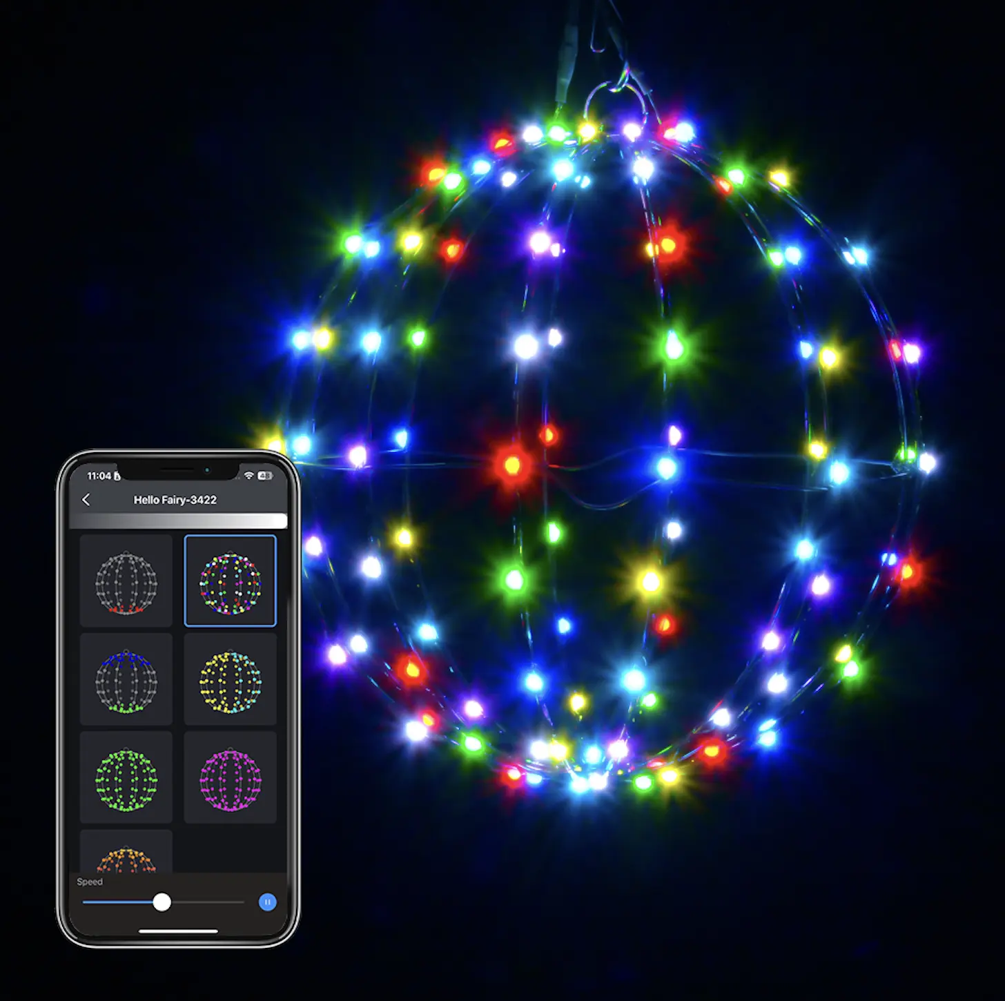 RGB управление приложением изменение цвета рождественские украшения шар световая Сфера подвесное дерево свет складные шаровые огни
