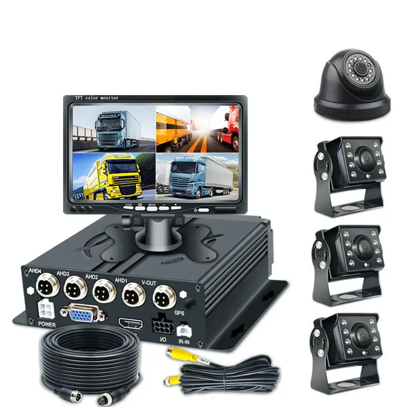 Kit de segurança automotivo 4ch mdvr, 4 canais, sistema de caminhão, 7 polegadas, monitor av, 1080p, sd dvr, gravador