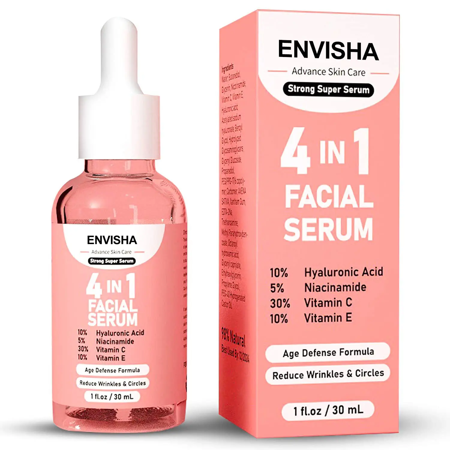 Cuidados Com A Pele nova 4 em 1 Branqueamento Rosto Anti Idade Soro Soro Facial com Vitamina C 30% 5% Niacinamida 10% Vitamina Soro