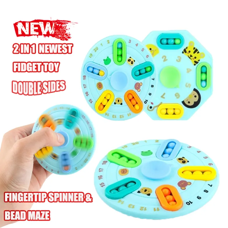 Neue Zappel Spielzeug Doppelseite Spinning Bead Orbit Spielzeug Perle Labyrinth Fingers pitze Zappeln Spin Popper Rotierende Perlen Spielzeug Magic Cube Bean