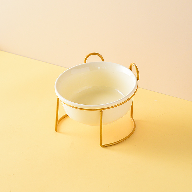 White Single Bowls with Gold Stand