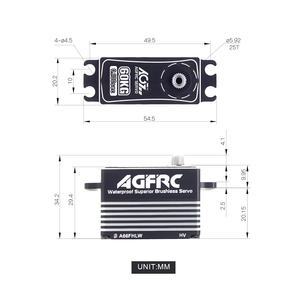 AGFRC A66FHLW 60 кг высокий крутящий момент низкопрофильный 8,4 В HV 0,100 s 4-полюсный бесщеточный водонепроницаемый цифровой программируемый автомобильный робот сервопривод - Product Image 4