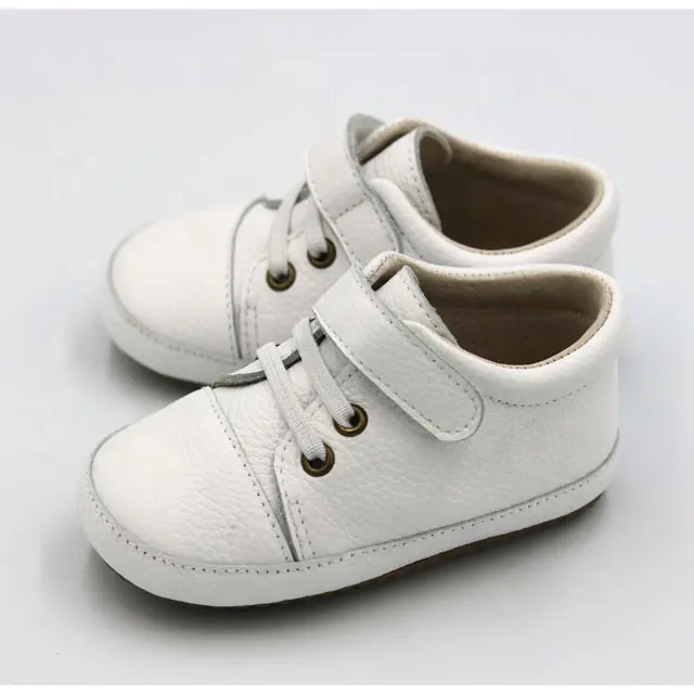 Solid Color Elastic Soft Sole Genuine Leather Newborn Baby Sneakers