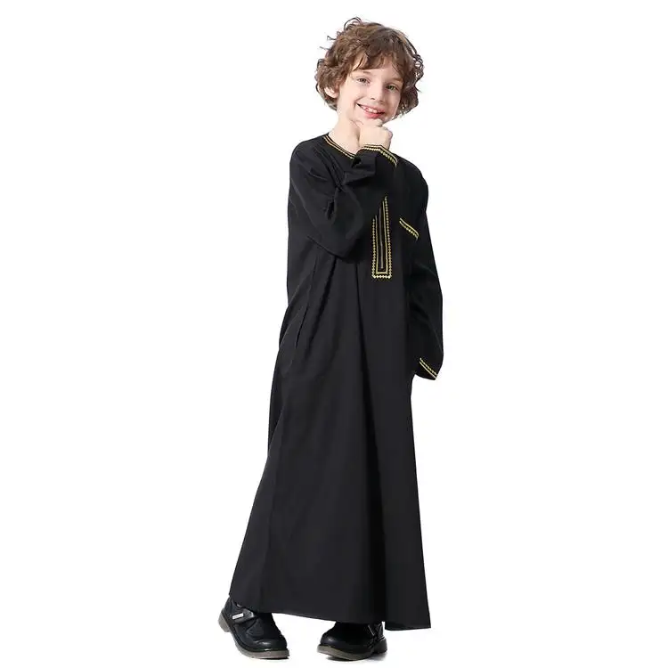 Großhandel Muslim Langarm Jungen Abaya Gebet Borka Burka Kaftan Islamische Kleidung Kinder Kurta Kaftane für Kinder