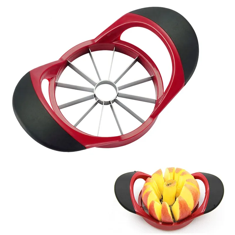 Affettatrice per mele in acciaio inossidabile con 12 lame di grandi dimensioni con taglierina per affettare frutta con manico antiscivolo in ABS