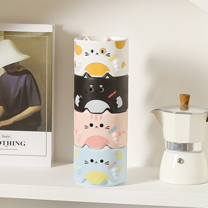 Promotional Gift Stackable Ceramic Cute Cat Design Water <strong>Cup</strong>
