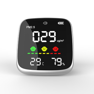 จอภาพ PM2.5 แบบเรียลไทม์ 3-in-1 มินิเดสก์ท็อปเครื่องตรวจจับสภาพแวดล้อมภายในบ้านเครื่องวัด PM2.5 ในร่ม - Product Image 1