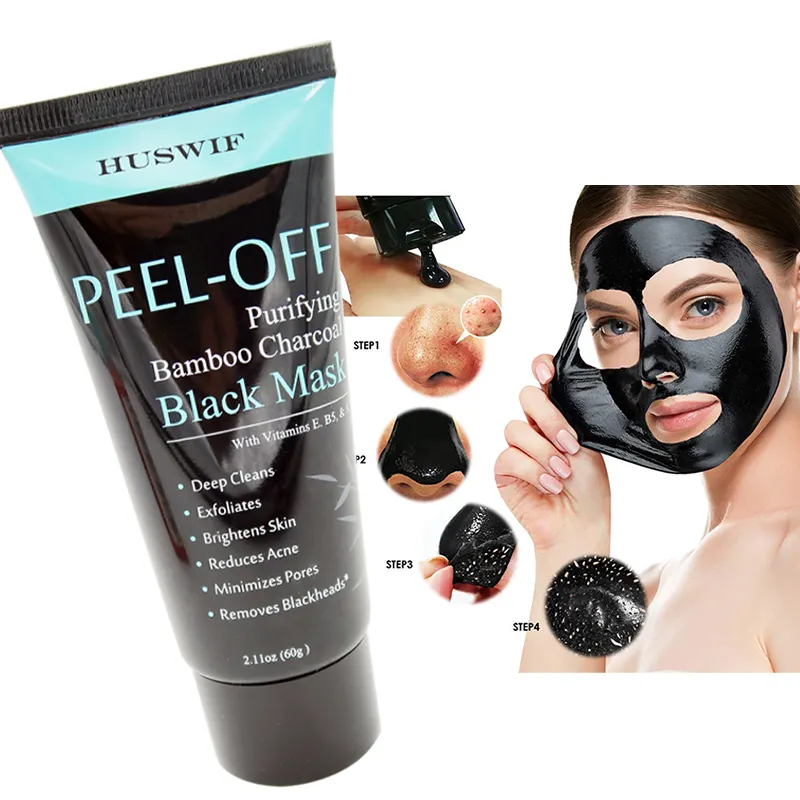 OEM Etiqueta Privada removedor de espinillas Control de poros limpieza de la piel purificante carbón de bambú negro Peel Off mascarilla para la nariz