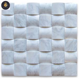 Carrara đá cẩm thạch trắng 3D cambered 2x2 cong cong Gạch Mosaic Mài - Product Image 4