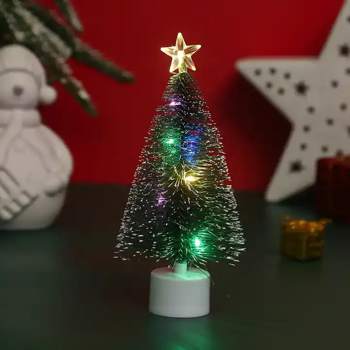 Arbres de Noël Décoration De Fête Fournitures Arbre De Noël Avec Lumières Led Décorations Pour La Maison De Table Mini Arbre De Noël