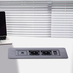 Toma de corriente de 2 tomas de corriente empotrada estándar de la UE para oficina de mesa con USB para muebles de oficina, toma abatible Manual eléctrica - Product Image 4