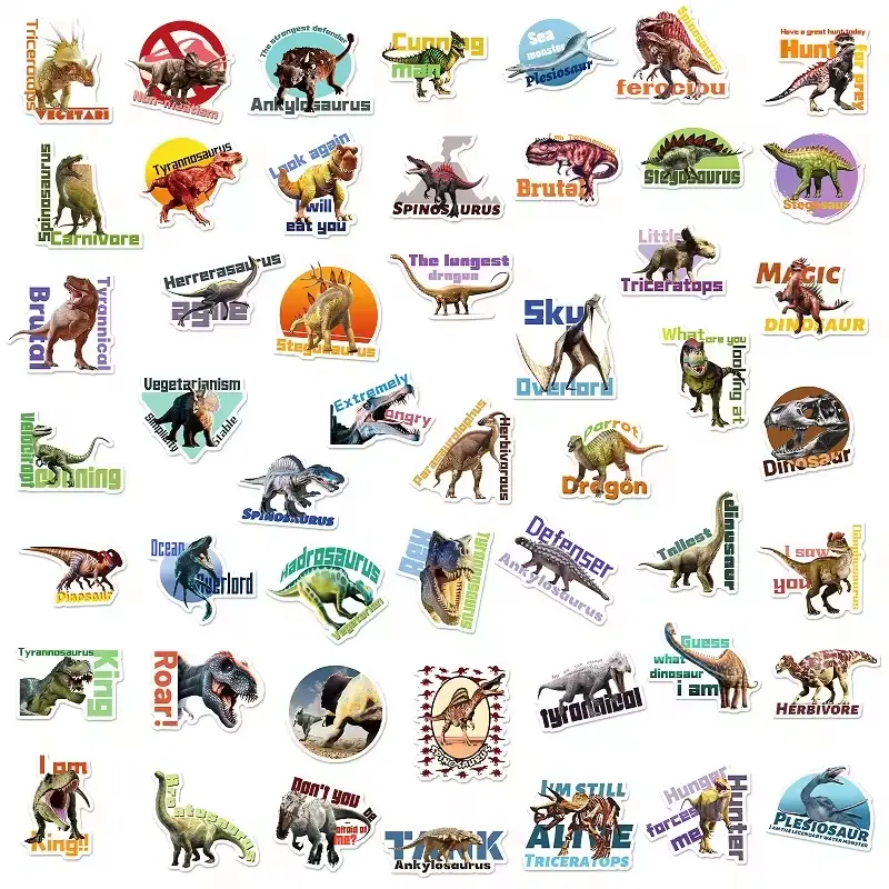 Zoo personalizzato stampa impermeabile Die taglio adesivo regali cartone animato animale dinosauro adesivo decorativo per i bambini